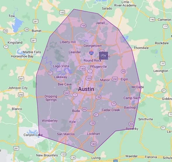 Service Area Map - Greater Austin, TX